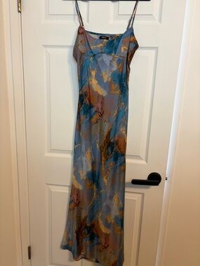 Micas Blue Marble Slip Maxi Dress